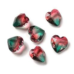Indian Pink Faceted K9 Glass Rhinestone Cabochons, Pointed Back, Heart, Indian Pink, 7.8x8x4.2mm