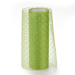 Yellow Green Glitter Deco Mesh Ribbons, Tulle Fabric, for Wedding Party Decoration, Skirts Decoration Making, Yellow Green, 5.90~5.94 inch(15~15.1cm),  10yards/roll