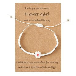B00224-1 White Stylish Stainless Steel Beaded Bracelet with Pearl, Shell and Flower for Bridesmaids