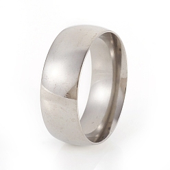 Stainless Steel Color 201 Stainless Steel Plain Band Rings, Stainless Steel Color, US Size 10(19.8mm), 8mm