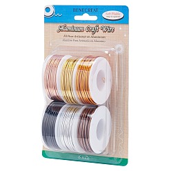 Mixed Color BENECREAT Round Aluminum Wire, Mixed Color, 12 Gauge, 2mm, 5.8m/roll, 6 colors, 1roll/color, 6rolls/set