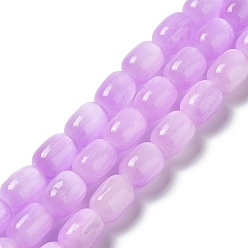 Plum Natural Selenite Beads Strands, Dyed, Drum, Plum, 12x8mm, Hole: 1mm, about 32pcs/strand, 15.51~15.55 inch(39.4~39.5cm)