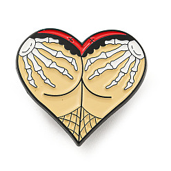 Moccasin Gothic Sexy Butt Heart Shaped Enamel Pins, Halloween Brooch, for Backpack Clothes, Moccasin, 28x30.5x1.5mm