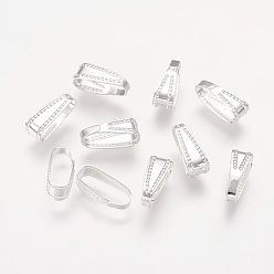 Silver Brass Snap on Bails, Lead Free, Silver Color Plated, 11x4mm