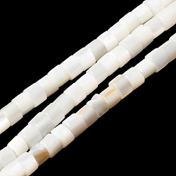 WhiteSmoke Natural Freshwater Shell Beads Strands, Heishi Beads, Flat Round/Disc, WhiteSmoke, 4~4.5x2.5~3mm, Hole: 0.4mm, about 113pcs/strand, 14.72''~14.96''(37.4~38cm)