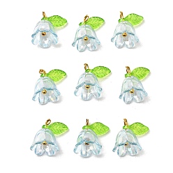 Средно-синий Акриловые кулон, с латунной фурнитурой , светло-синий, 13 мм, отверстие : 2 мм