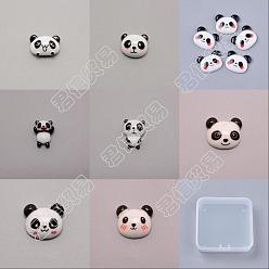 White 48Pcs 6 Style Opaque Resin Cabochons, Panda, White, 17~35x20.5~30.5x5~16mm, 6pcs/style