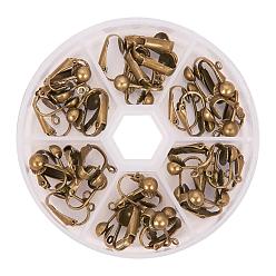 Antique Bronze & Green Patina PandaHall Elite Brass Clip-on Earring Findings, Antique Bronze & Green Patina, 17x14x7mm, Hole: 1mm