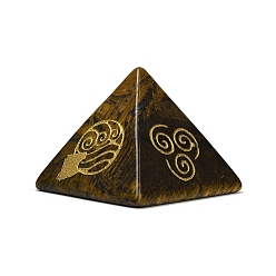Тигровый глаз Натуральный тигровый глаз оргонит пирамида дисплей украшения, с символом, фигурка для украшения дома, энергетический камень рейки для исцеления, 29.5x29.5x24 мм