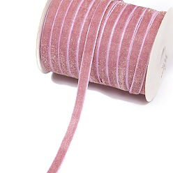 Flamingo Single Face Velvet Ribbons with Glitter Powder, Garment Accessories, Flamingo, 3/8 inch(10mm), 100 yards/roll