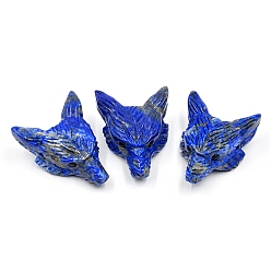 Lapis Lazuli Natural Lapis Lazuli Carved Healing Wolf Head Figurines, Reiki Energy Stone Display Decorations, 38x28mm