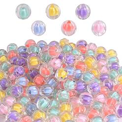 Mixed Color Transparent Acrylic Beads, Bead in Bead, Pumpkin, Mixed Color, 11x11.5mm, Hole: 2mm, about 360pcs/300g