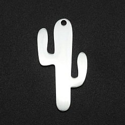 Stainless Steel Color 201 Stainless Steel Pendants, Laser Cut, Cactus, Stainless Steel Color, 30x15x1mm, Hole: 1.6mm