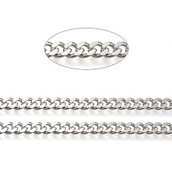Real Platinum Plated Brass Cuban Link Chains, Chunky Curb Chains, Oval, Unwelded, Long-Lasting Plated, with Spool, Real Platinum Plated, Link: 7.5x9x2mm, about 16.4 Feet(5m)/roll