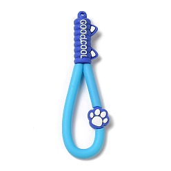 Deep Sky Blue Cat Paw Print PVC Plastic Phone Wristlet Strap Rope, Mobile Accessories Decoration, Deep Sky Blue, 10.8~10.9x3.3~3.4x1.3cm