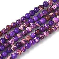 Фиолетовый Нити бусин из окрашенного натурального регалита/императорской яшмы/морского осадка яшмы, круглые, фиолетовые, 3 мм, отверстие : 1.2 мм, около 59 шт / нитка, 7.68'' (19.5 см)