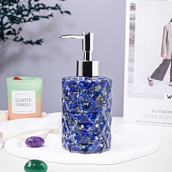 Lapis Lazuli Natural Lapis Lazuli Dispenser Pump Bottles, Shower Shampoo Cosmetic Emulsion Storage Bottle, Column, 7.5x17cm