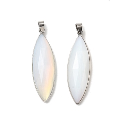 Опал Опалитовые граненые подвески, латунные подвески в виде конского глаза, без кадмия и без свинца, 42.5~43x13x6~6.5 мм, отверстие : 5.5x4 мм