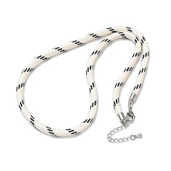 White Ployester Core-Wrapped Round Cord Necklace Making, with Brass Finding, Platinum, White, 17.72x0.18 inch(45x0.45cm)