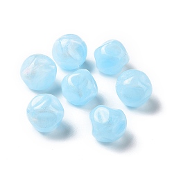 Light Sky Blue Opaque Acrylic Beads, Glitter Beads, Twist Round, Light Sky Blue, 15.5x14.5x15.5mm, Hole: 1.8mm, about 230pcs/500g