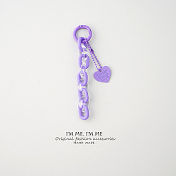 Light Purple Series One X573 Summer Jelly Acrylic Heart AirPods Case with Chain for Bag Keychain