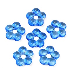 Озёрно--синий Прозрачные стеклянные бусины, цветок, Плут синий, 24x25x7 мм, отверстие : 6 мм