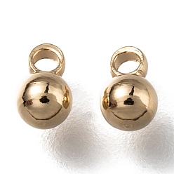 Real 24K Gold Plated Brass Charms, Long-Lasting Plated, Round, Real 24K Gold Plated, 4.5x3mm, Hole: 1.2mm