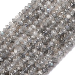 Лабрадорита Натуральные лабрадоритные жгуты из бисера, класс АА, граненые, 6x4 мм, отверстие : 1 мм, около 80 шт / нитка, 15 дюйм