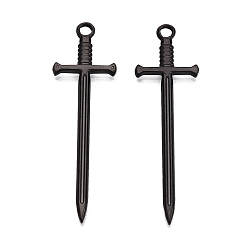 Черный Не тускнеющие 304 подвески из нержавеющей стали, очарование меча, чёрные, 45x13.5x2 мм, отверстие : 2 мм