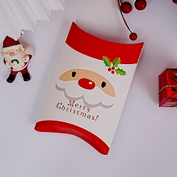 White Pillow Paper Bakery Boxes, Christmas Theme Gift Box, for Mini Cake, Cupcake, Cookie Packing, White, 170x100x28mm