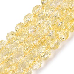 Светло-хаки Хрустящие прозрачные стеклянные бусины нити, круглые, граненые, светлый хаки, 9.5~10.5 мм, отверстие : 1.2~1.4 мм, около 41~42 шт / нитка, 14.76~15.16 дюйм (37.5~38.5 см)