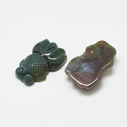 Indian Agate Natural Indian Agate Pendants, Fish, 35~35.5x23x8~9mm, Hole: 1mm