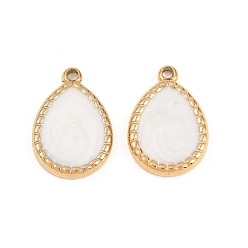 Белый 304 нержавеющей стальной эмали подвески, подвеска в виде капли, реальный 18 k позолоченный, ионное покрытие (ip), долговечный, белые, 18.5x13x3 мм, отверстие : 1.8 мм