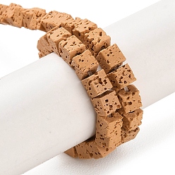 Сэнди Коричневый Нити синтетических бусин, окрашенных в лавовый камень, кубические, песчаный коричневый, 4~5x4~4.5x4~4.5 мм, отверстие : 1 мм, около 82 шт / нитка, 15.08'' (38.3 см)