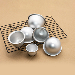 Silver Aluminum Dome Cake Pan, Round Shaped Baking Molds, Silver, 68x55mm, Inner Diameter: 56mm