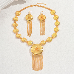 Золотой Комплекты из серег и ожерелий с круглыми цветочными кисточками для женщин, золотые