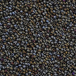 Серое Покрытие Fgb 6/0 круглый стеклянный бисер класса А, металлик цвета радужной оболочки, матовый стиль, серый покрытием, 6/0, 4x3 мм, отверстие : 1 мм, Около 4500 шт / фунт