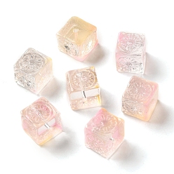 Pink Прозрачные стеклянные бусины, кубические, розовые, 10x11x11 мм, отверстие : 1.5 мм
