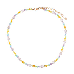 Picture color Colorful Crystal Beaded Pearl Collarbone Necklace - Summer Fashion, Simple and Stylish.
