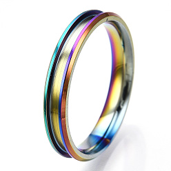 Rainbow Color 201 рифленое кольцо из нержавеющей стали для женщин, Радуга цветов, внутренний диаметр: 20 мм, широк: 4 мм