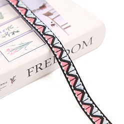 Pink 50 ярдов небольшой свежий полиэстеровый треугольный жаккардовый ленты в этническом стиле, для этнических аксессуаров одежды, розовые, 1/2 дюйм (12 мм)