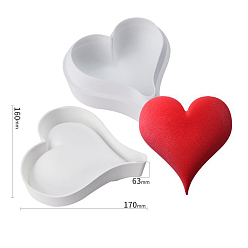 Heart Heart Soap Food Grade Silicone Molds, for DIY Soap Craft Making, Heart Pattern, 170x160x63mm