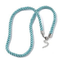 Голубой 5мм нейлоновый витой шнур для изготовления ожерелий, с латунными выводами и 304 застежками из лобстера из нержавеющей стали, долговечный, стойки покрытие, платина, голубой, 17.72~18.90 дюйм (45~48 см)