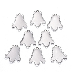 Stainless Steel Color 201 Stainless Steel Tray Settings, Lace Edge Bezel Cups, Lily Flower, Stainless Steel Color, Tray: 14x16mm, 17x14.5x2mm