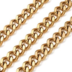 Настоящее золото 18K 304 цепь из нержавеющей стали, ионное покрытие (ip), несварные, бордюрные цепи, реальный 18 k позолоченный, 14x11.5~12x4.5~5 мм