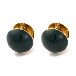 Зеленый Круглые серьги-кольца из нержавеющей стали с вакуумным покрытием pvd, с эмалью, круглые, зелёные, 16x15x16 мм