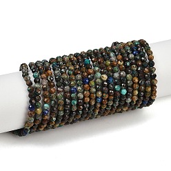 Хризоколла и Лазурит Натуральные бусы из хризоколлы и лазурита, граненые, круглые, 3 мм, отверстие : 0.7 мм, около 137 шт / нитка, 15.35'' (39 см)