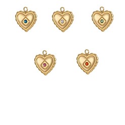 (52) Непрозрачная лаванда 304 микро нержавеющей стали прокладывать Цирконом подвески, шарма сердца, ионное покрытие (ip), долговечный, реальный 18 k позолоченный, разноцветные, 14x13 мм, отверстие: 1.50 мм