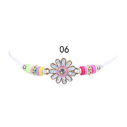 6 bracelets Colorful Rainbow Children's Bracelet and Necklace Set with European and American Gold Powder Butterfly Soft Clay Weaving Friendship Jewelry