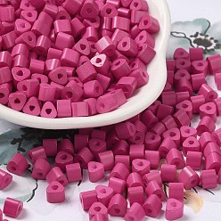 Hot Pink Baking Painted Glass Bead, Ceylon, Triangle Hole, Trangle, Hot Pink, 5x5x4mm, Hole: 1.3mm, 3150pcs/pound